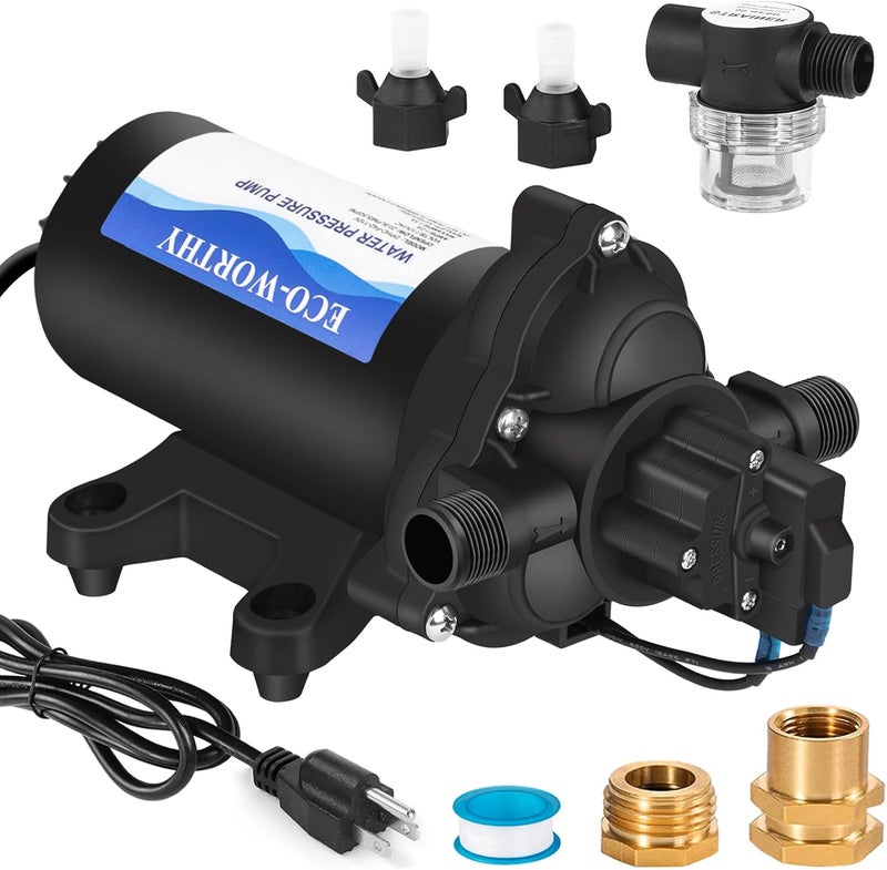 ECO-WORTHY 33-Series Industrial Water Pressure Pump 110V AC 4.0GPM 50PSI RV Fresh Water Diaphragm Pump include Garden Hose Adapters for Irrigation Marine Boat Sprinkler Faucet - Image 1
